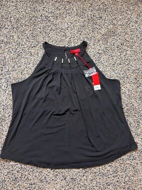 Black Sleeveless Halter Top with Gold Accents